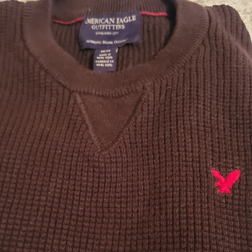 American Eagle Medium Thermal Outfitters Brown Sweater for Men LS